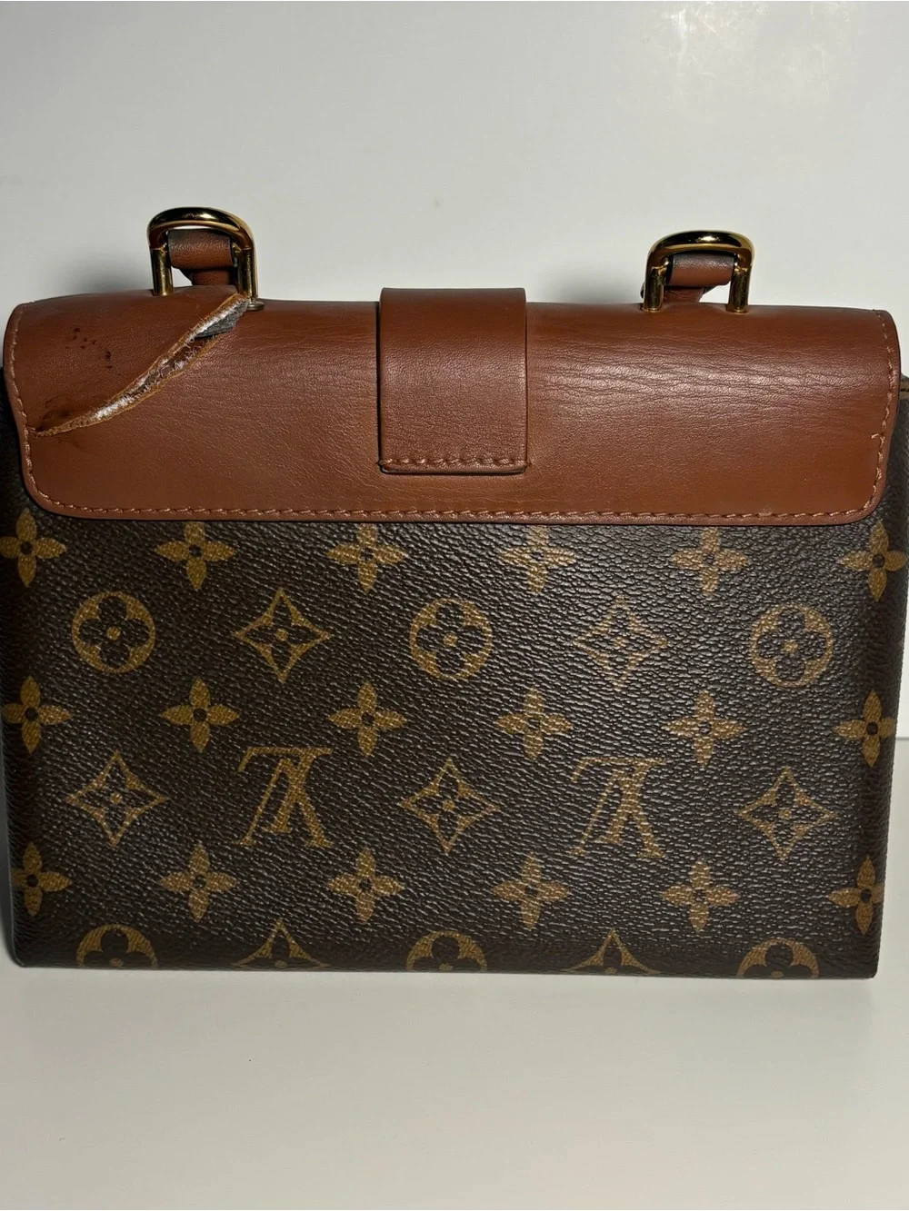 AUTHENTIC Louis Vuitton Brown Monogram Locky BB & Tan Top-Handle Satchel